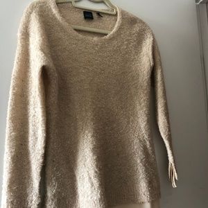 Tan Sweater with ruffle trim
